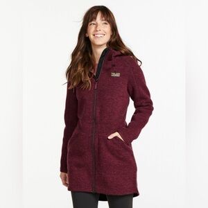 L.L. Bean Women's WoolTek Hoodie / Coat | Burgundy Heather | XS | Full-Zip